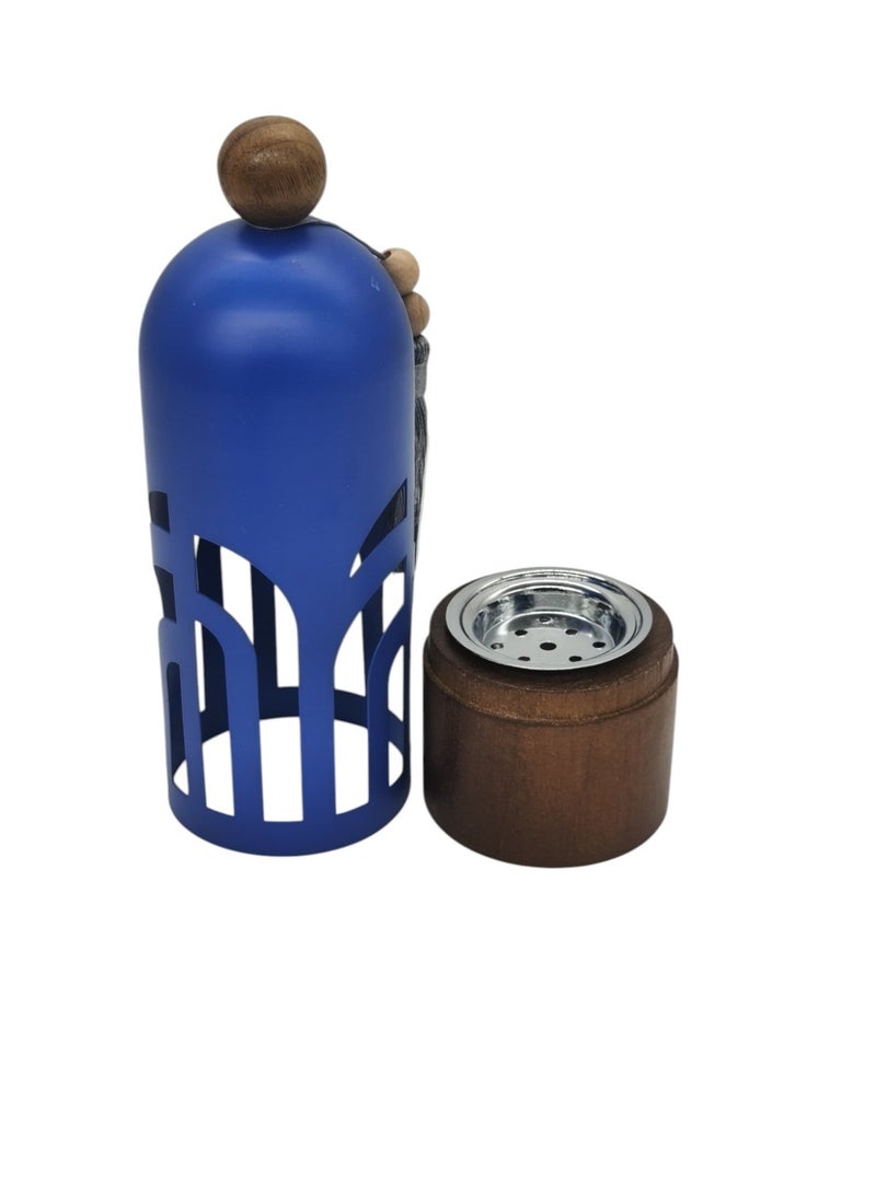 Akdc Incense Burner With Wooden Base And Metal Cover 28Cm*8Cm*8Cm, Blue - Image 3